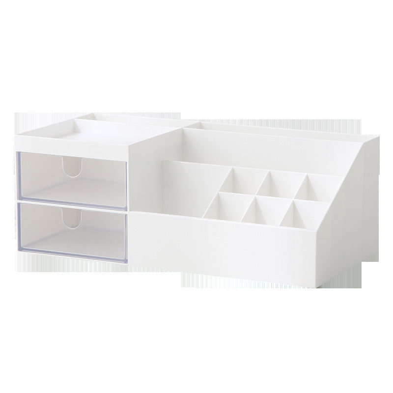 Partitioned cosmetic box with drawer