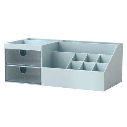 Partitioned cosmetic box with drawer