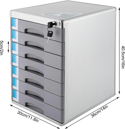 7-Schubladen Schreibtisch-Organizer – Metall-Aufbewahrungsschrank mit Schlössern